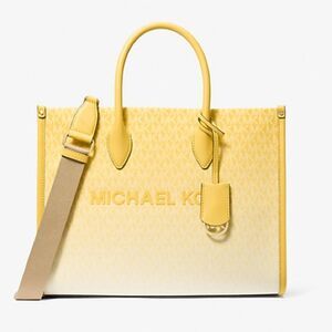 Michael Kors Mirella Ombré Logo Tote Lemon Yellow NWT